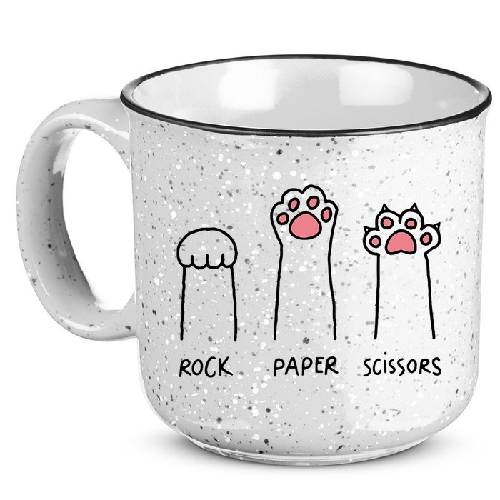 Rock Paper Scissors Cat Paws 15oz Campfire Ceramic Mug