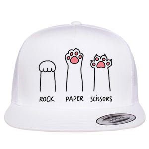 Rock Paper Scissors Cat Paws Flat Bill Trucker Hat