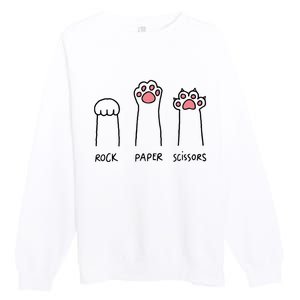 Rock Paper Scissors Cat Paws Premium Crewneck Sweatshirt