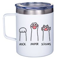 Rock Paper Scissors Cat Paws 12oz Stainless Steel Coffee Mug