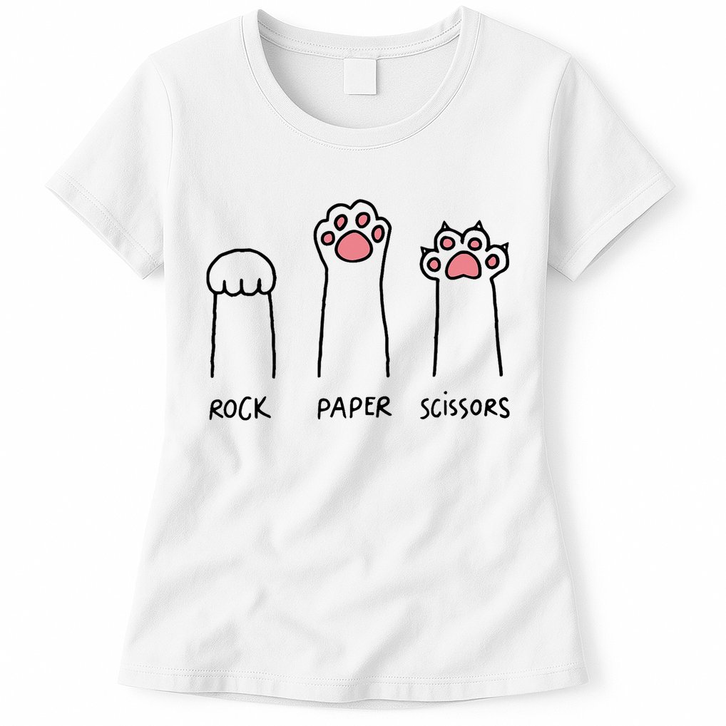 Rock Paper Scissors Cat Paws Womens T-Shirt