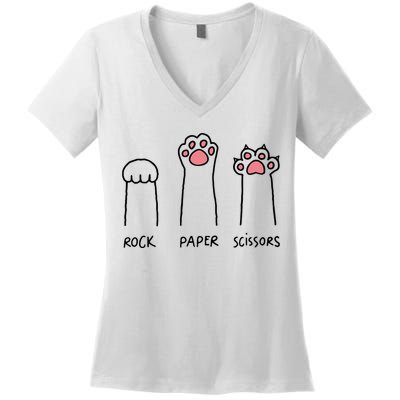 Rock Paper Scissors Cat Paws Women's V-Neck T-Shirt