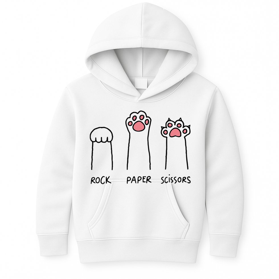 Rock Paper Scissors Cat Paws Kids Hoodie