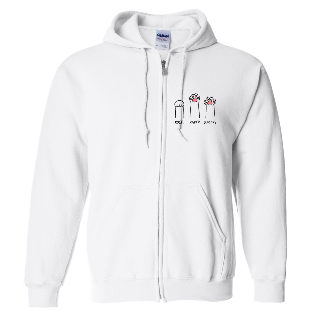 Rock Paper Scissors Cat Paws Full Zip Hoodie