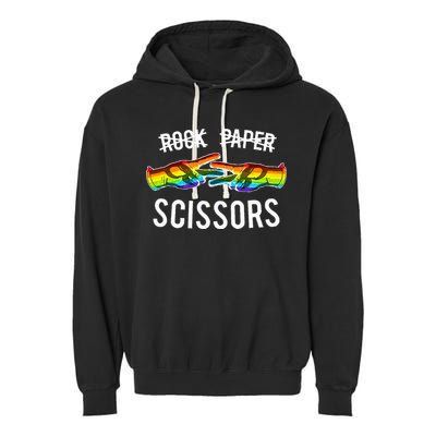 Rock Paper Scissors Lesbian Pride Rainbow Lgbt Garment-Dyed Fleece Hoodie