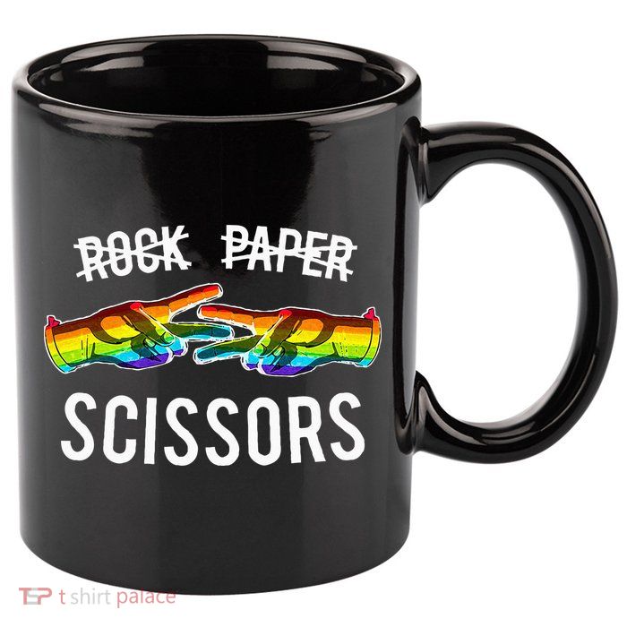Rock Paper Scissors Lesbian Pride Rainbow Lgbt 11oz C Handle Ceramic Mug