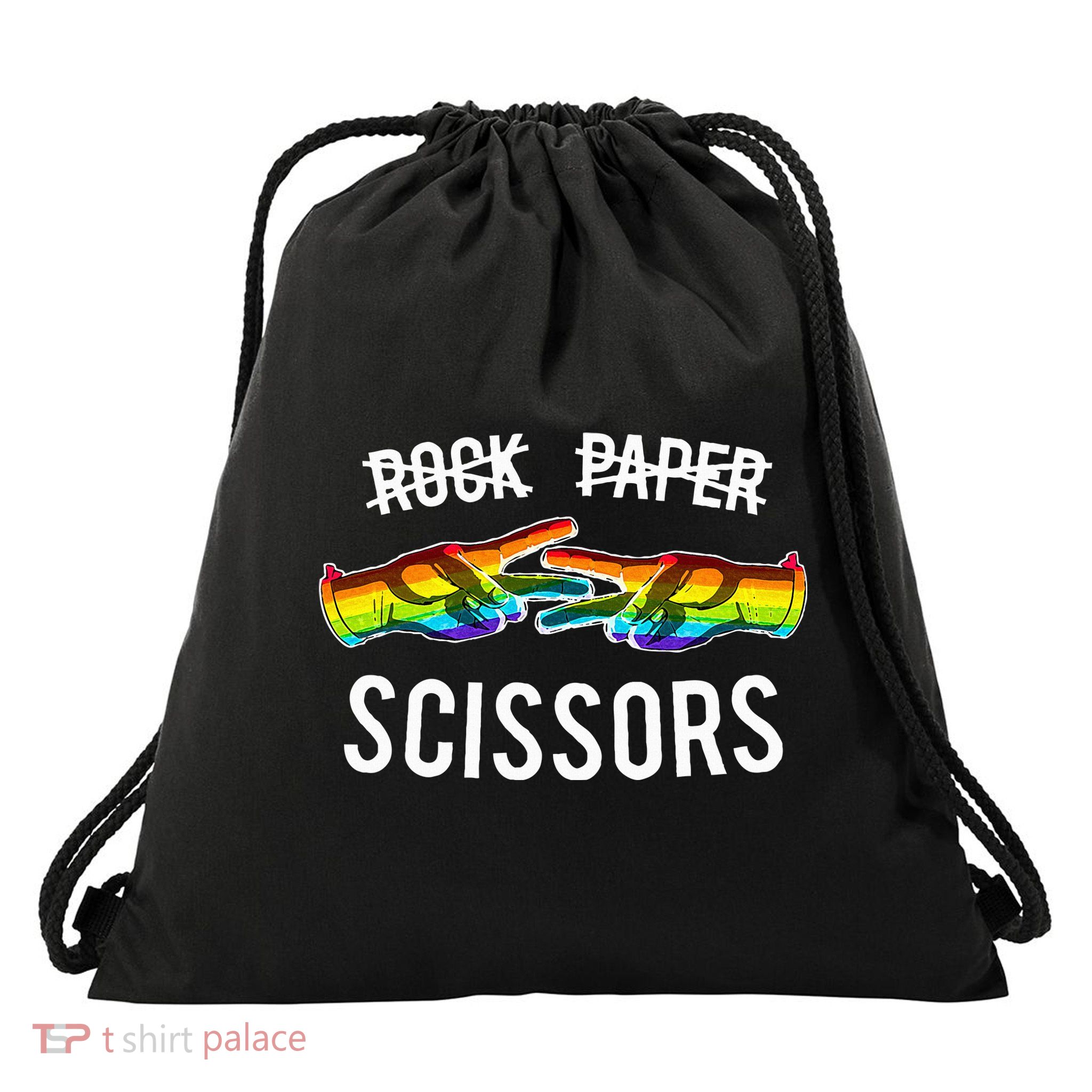 Rock Paper Scissors Lesbian Pride Rainbow Lgbt Drawstring Bag