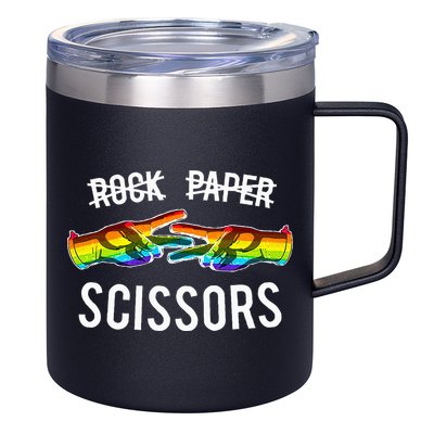 Rock Paper Scissors Lesbian Pride Rainbow Lgbt 12oz Stainless Steel Coffee Mug