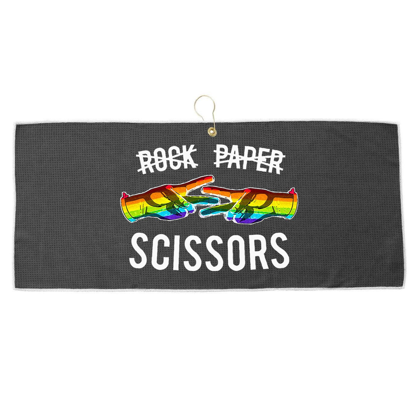 Rock Paper Scissors Lesbian Pride Rainbow Lgbt Large Microfiber Waffle Golf Towel
