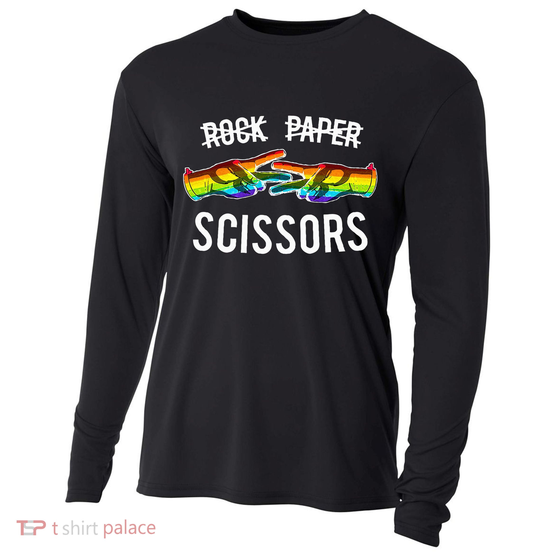Rock Paper Scissors Lesbian Pride Rainbow Lgbt Cooling Performance Long Sleeve Crew