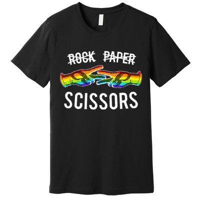 Rock Paper Scissors Lesbian Pride Rainbow Lgbt Premium T-Shirt