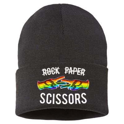 Rock Paper Scissors Lesbian Pride Rainbow Lgbt Sustainable Knit Beanie