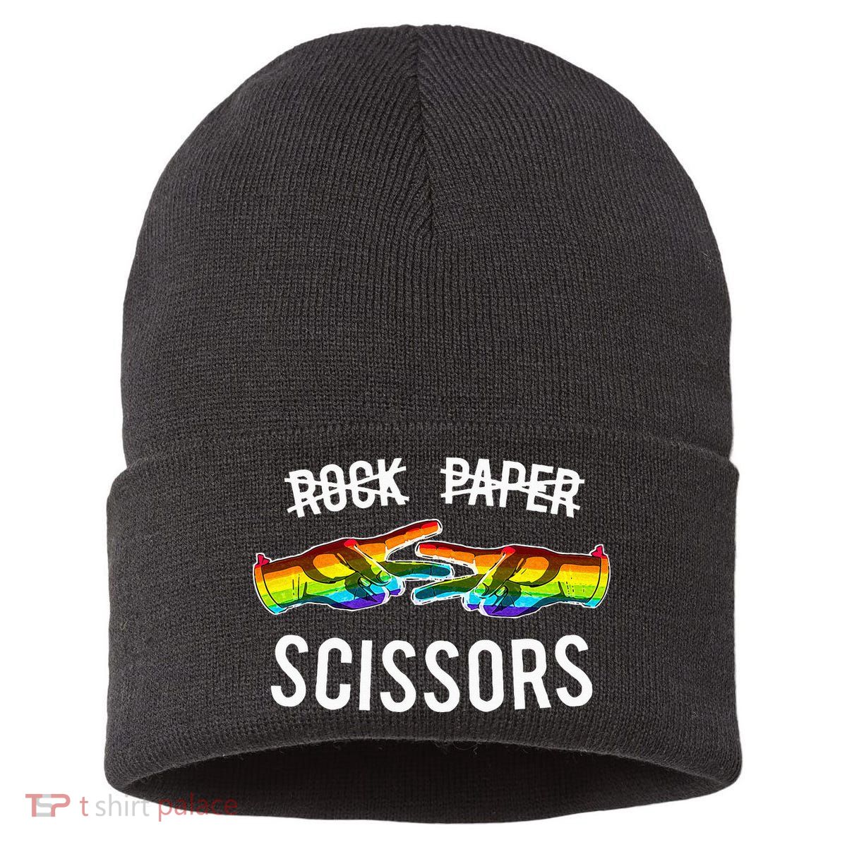 Rock Paper Scissors Lesbian Pride Rainbow Lgbt Sustainable Knit Beanie