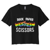 Rock Paper Scissors Lesbian Pride Rainbow Lgbt Women's Crop Top Tee