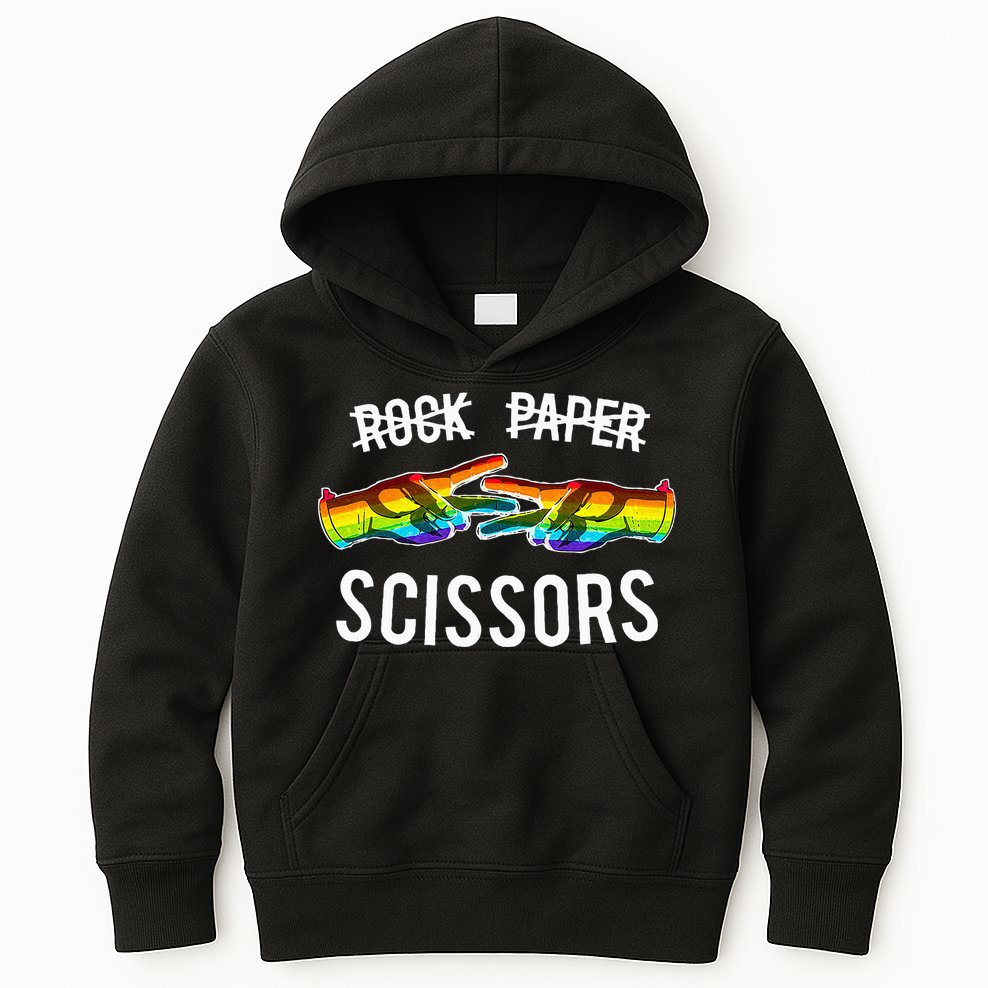 Rock Paper Scissors Lesbian Pride Rainbow Lgbt Kids Hoodie