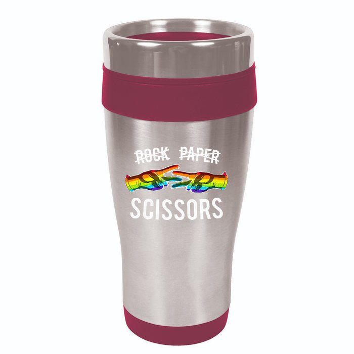 Rock Paper Scissors Lesbian Pride Rainbow Lgbt 16oz Travel Tumbler