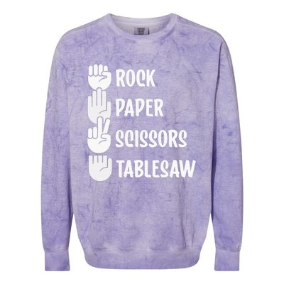 Rock Paper Scissors Table Saw Funny Carpenter Woodworking Colorblast Crewneck Sweatshirt