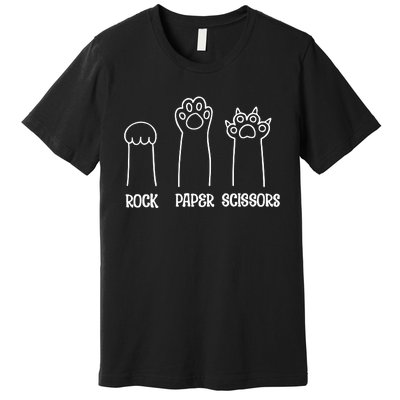 Rock Paper Scissors Funny Cat Paw Premium T-Shirt