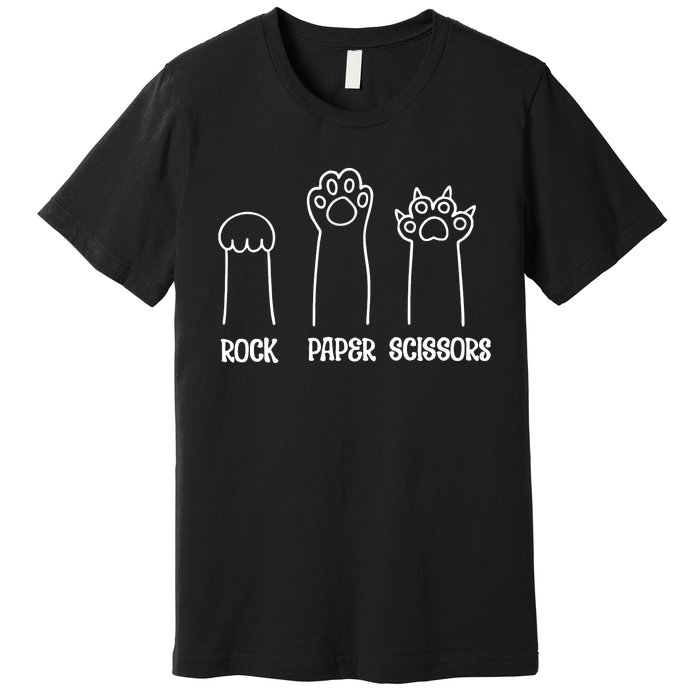 Rock Paper Scissors Funny Cat Paw Premium T-Shirt