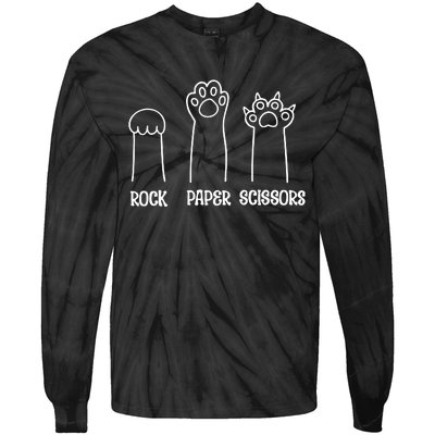 Rock Paper Scissors Funny Cat Paw Tie-Dye Long Sleeve Shirt