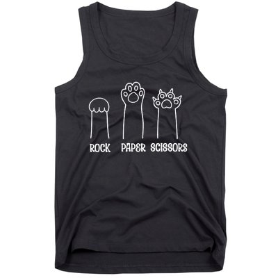 Rock Paper Scissors Funny Cat Paw Tank Top