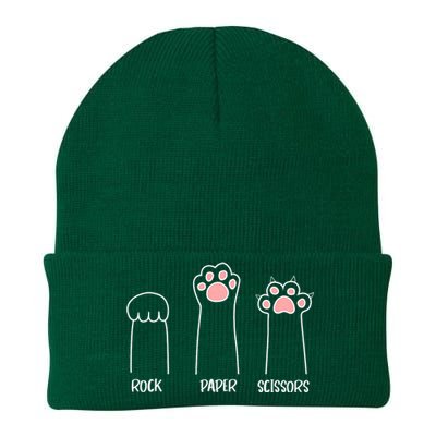 Rock Paper Scissors Hand Game Cute Paw Funny Cat Knit Cap Winter Beanie