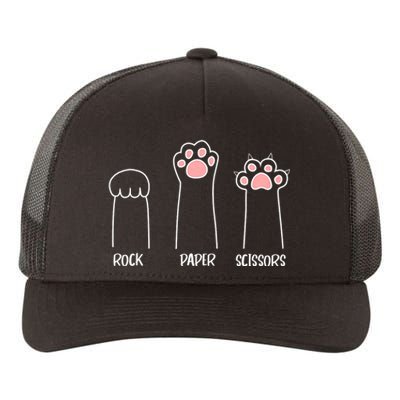 Rock Paper Scissors Hand Game Cute Paw Funny Cat Yupoong Adult 5-Panel Trucker Hat