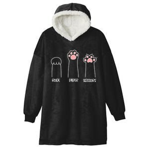 Rock Paper Scissors Hand Game Cute Paw Funny Cat Hooded Wearable Blanket