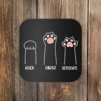 Rock Paper Scissors Hand Game Cute Paw Funny Cat Coaster