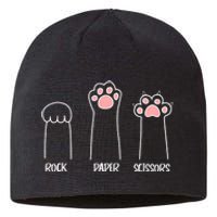 Rock Paper Scissors Hand Game Cute Paw Funny Cat Sustainable Beanie