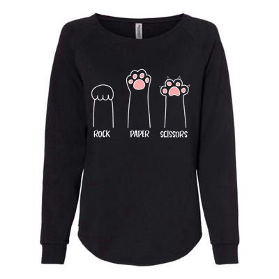 Rock Paper Scissors Hand Game Cute Paw Funny Cat Womens California Wash Sweatshirt