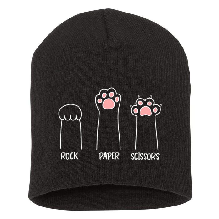 Rock Paper Scissors Hand Game Cute Paw Funny Cat Short Acrylic Beanie