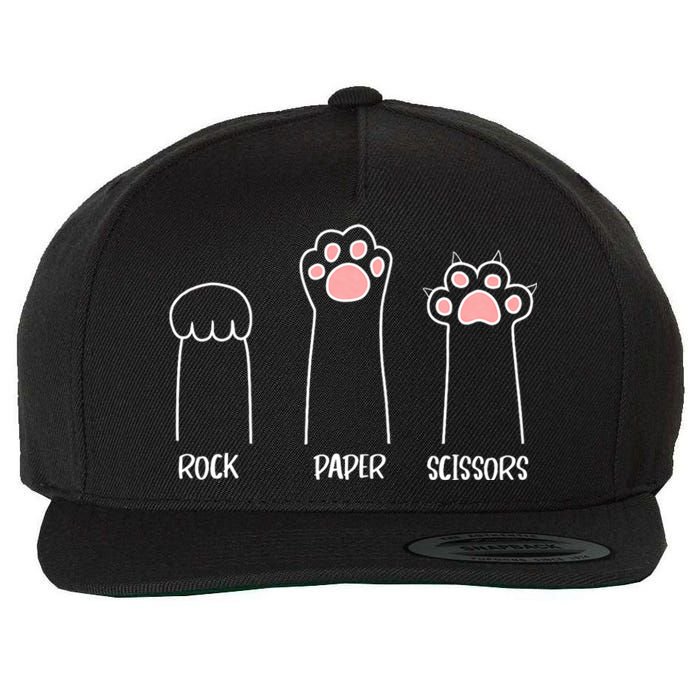 Rock Paper Scissors Hand Game Cute Paw Funny Cat Wool Snapback Cap