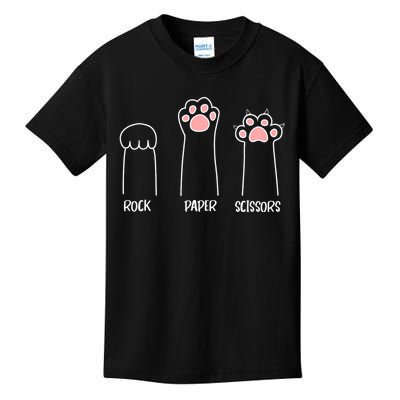 Rock Paper Scissors Hand Game Cute Paw Funny Cat Kids T-Shirt