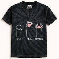 Rock Paper Scissors Hand Game Cute Paw Funny Cat Kids Tie-Dye T-Shirt