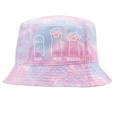 Rock Paper Scissors Hand Game Cute Paw Funny Cat Tie-Dyed Bucket Hat