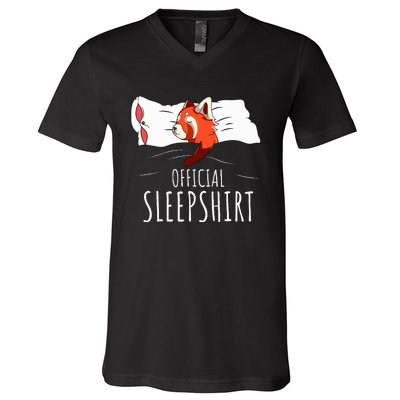 Red Panda Sleepshirt V-Neck T-Shirt