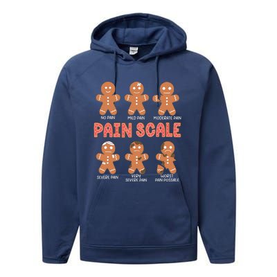 Retro Pain Scale Gingerbread Trauma Nurse Christmas Nursing Performance Fleece Hoodie