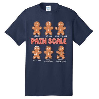 Retro Pain Scale Gingerbread Trauma Nurse Christmas Nursing Tall T-Shirt