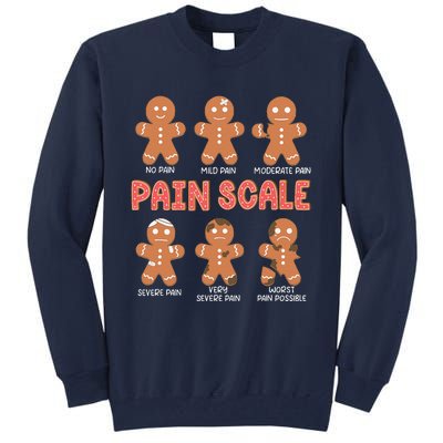 Retro Pain Scale Gingerbread Trauma Nurse Christmas Nursing Tall Sweatshirt