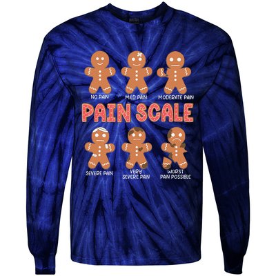 Retro Pain Scale Gingerbread Trauma Nurse Christmas Nursing Tie-Dye Long Sleeve Shirt