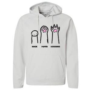 Rock Paper Scissors Cat Paws Funny Girls Kids Performance Fleece Hoodie