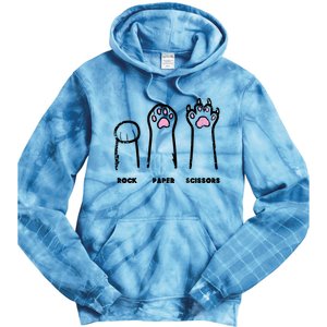 Rock Paper Scissors Cat Paws Funny Girls Kids Tie Dye Hoodie