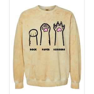 Rock Paper Scissors Cat Paws Funny Girls Kids Colorblast Crewneck Sweatshirt