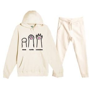 Rock Paper Scissors Cat Paws Funny Girls Kids Premium Hooded Sweatsuit Set