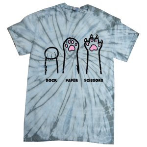 Rock Paper Scissors Cat Paws Funny Girls Kids Tie-Dye T-Shirt