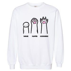 Rock Paper Scissors Cat Paws Funny Girls Kids Garment-Dyed Sweatshirt