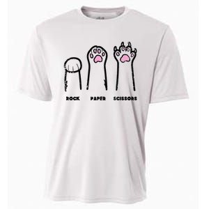 Rock Paper Scissors Cat Paws Funny Girls Kids Cooling Performance Crew T-Shirt