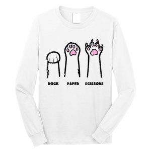 Rock Paper Scissors Cat Paws Funny Girls Kids Long Sleeve Shirt