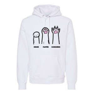 Rock Paper Scissors Cat Paws Funny Girls Kids Premium Hoodie